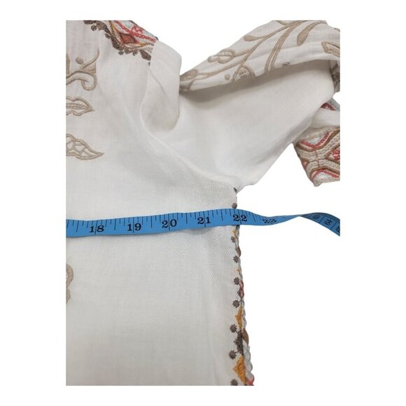 Johnny Was Top Women XS White Chai Soft Festival Boho Floral Holiday Bohemian - Picture 7 of 10